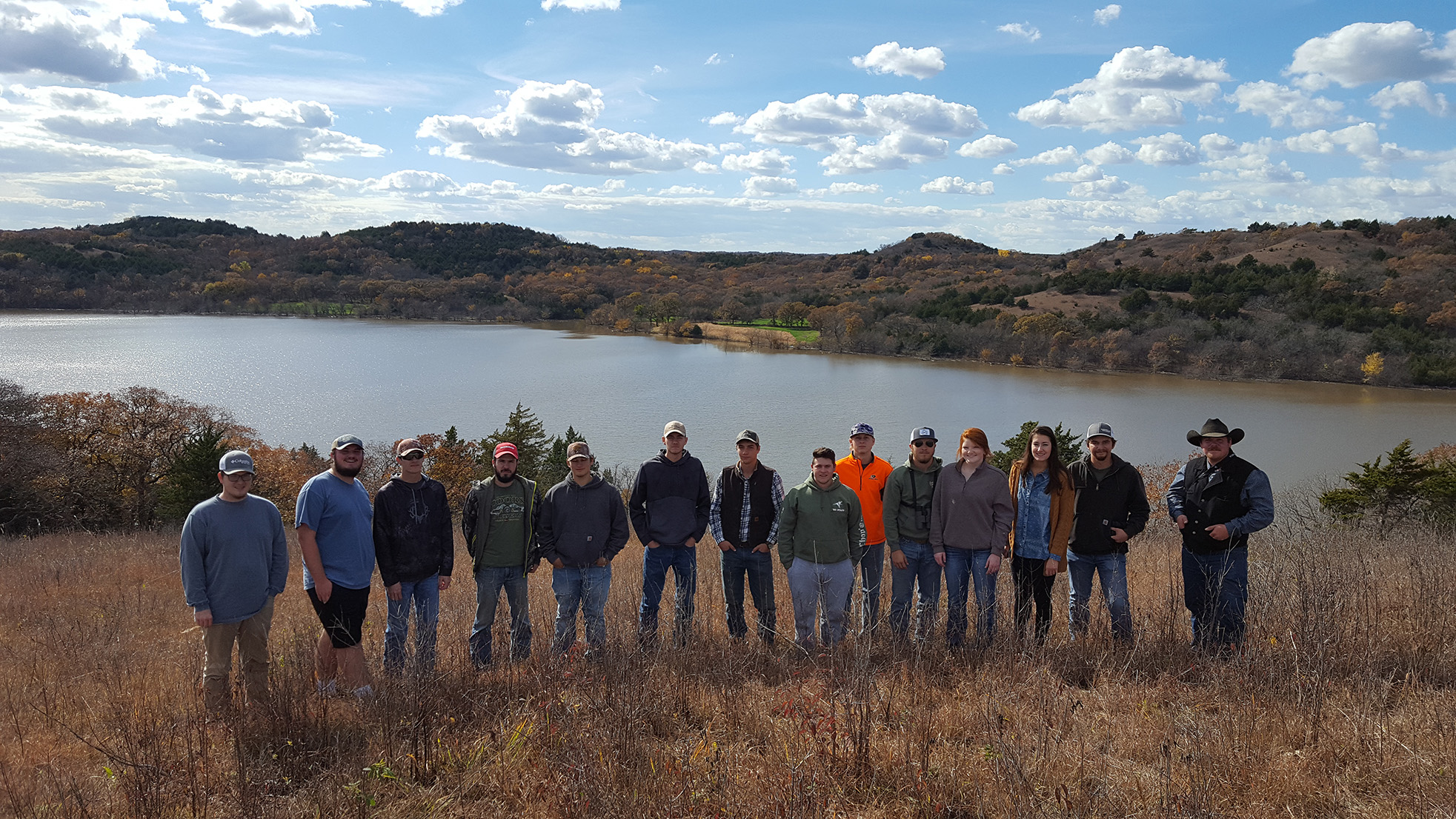 Group of wildlife students in pasture